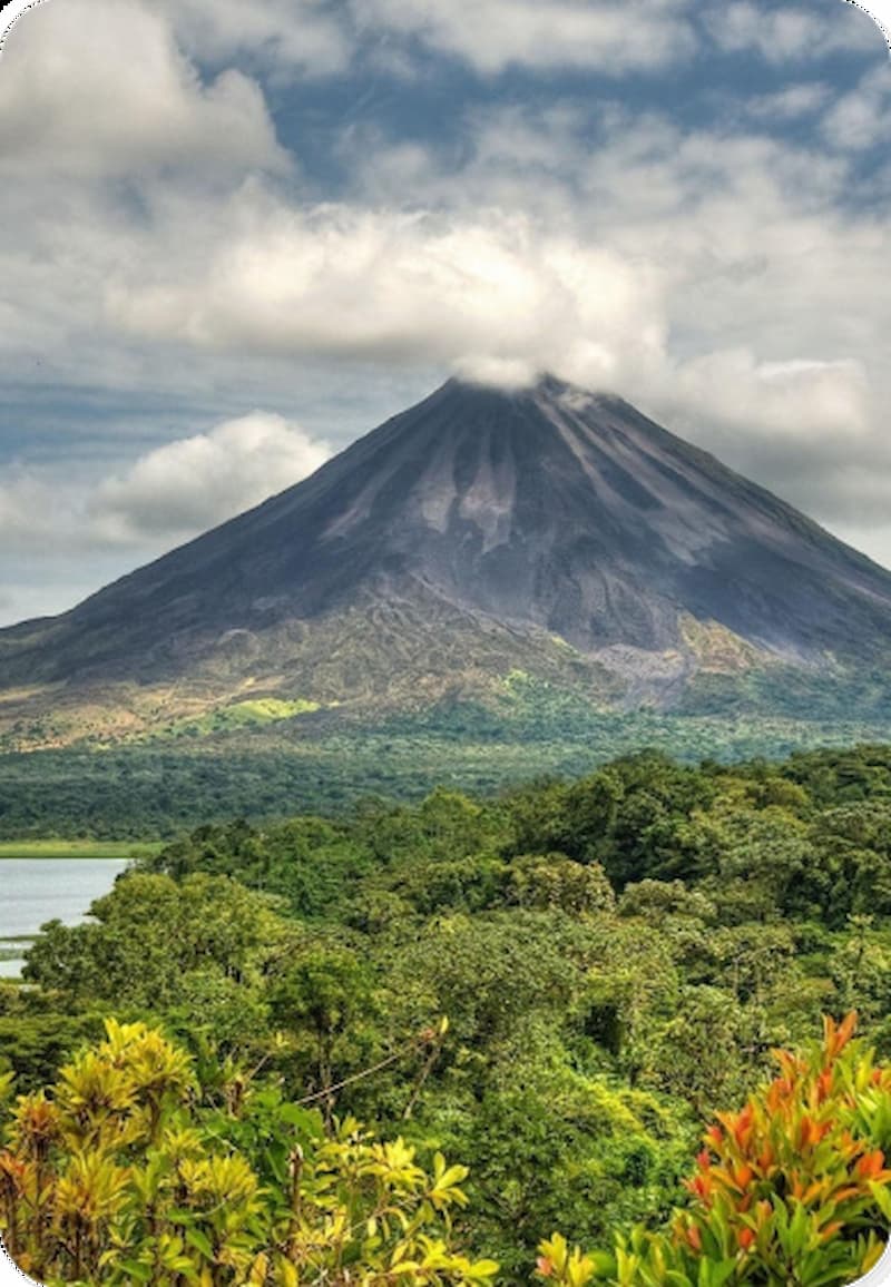 Costa Rica rainforest and volcano