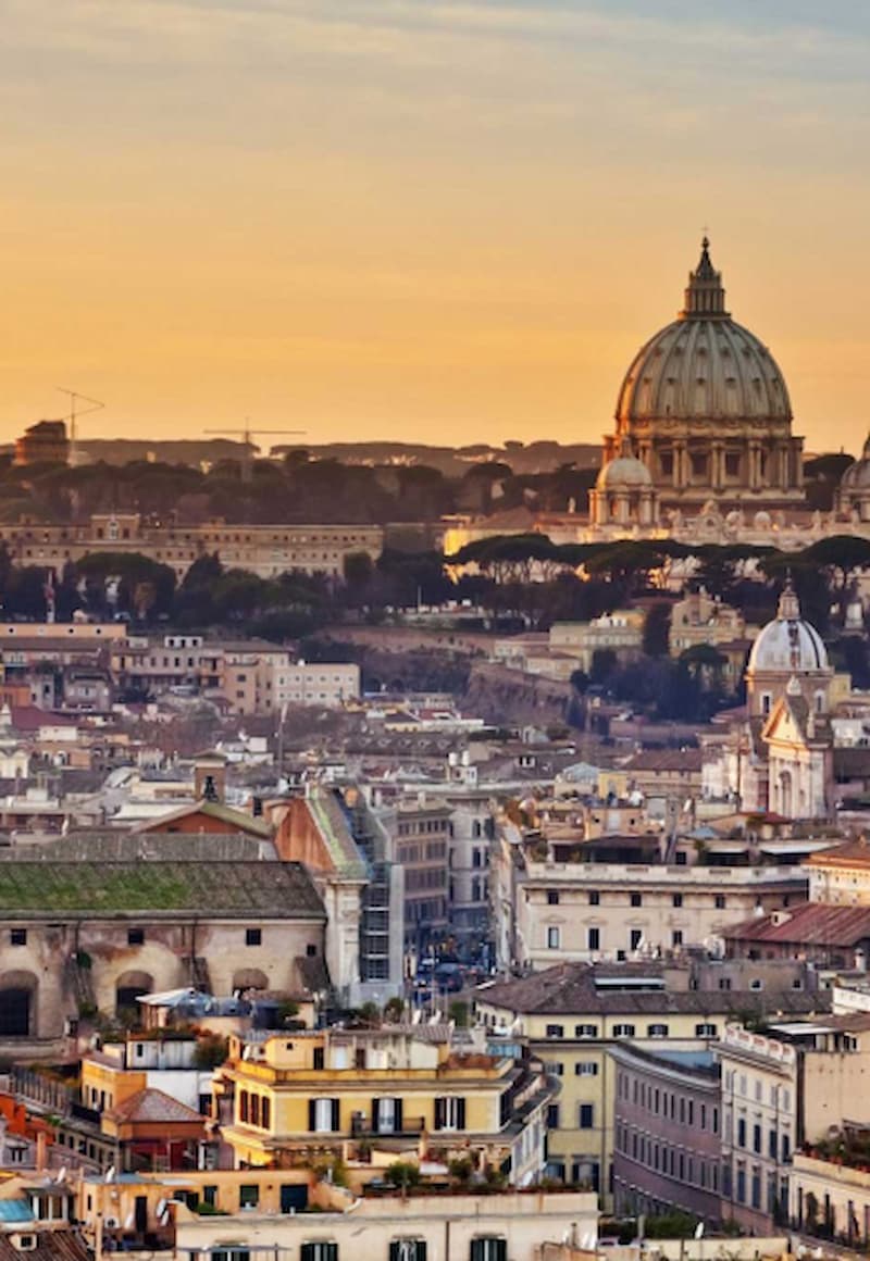 St. Peter's Basilica dome over Rome, Italy